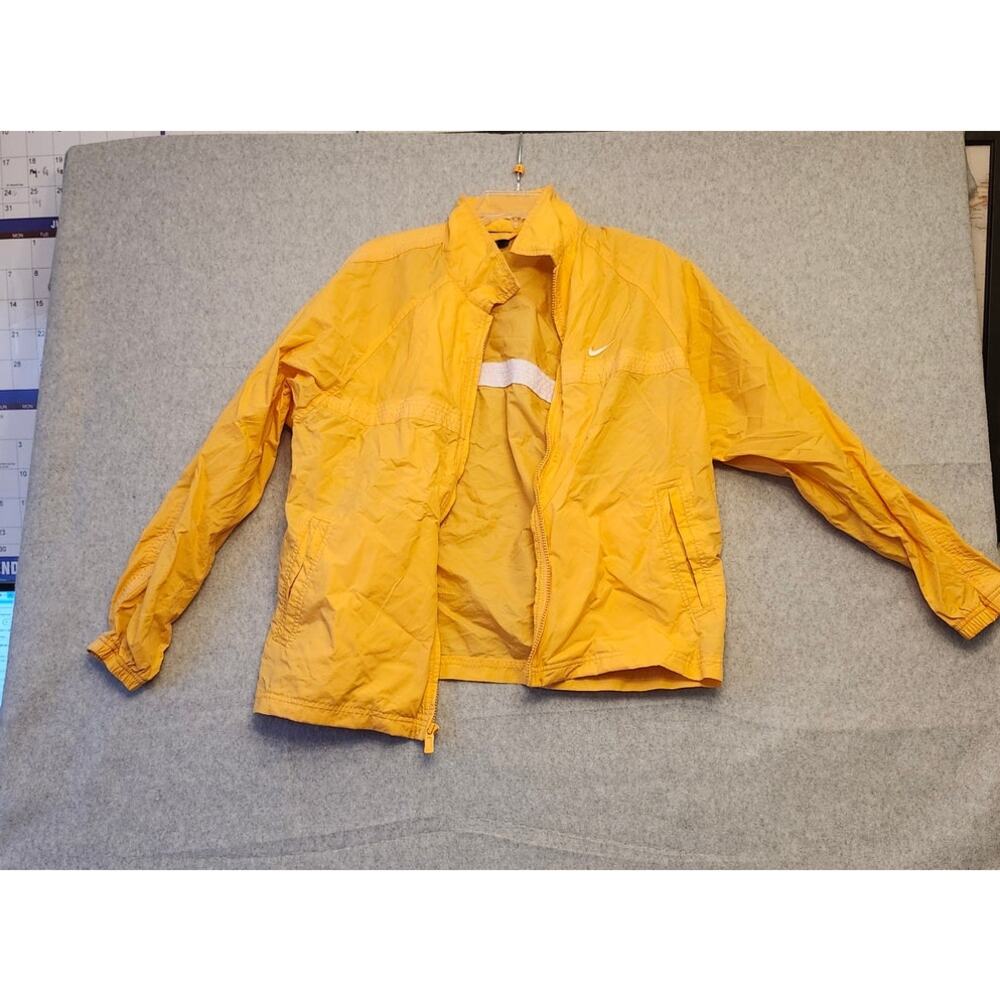 Nike Jacket Men's Medium Yellow Full Zip Running Nylon Windbreaker Jacket VTG